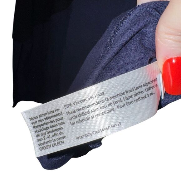 Eileen Fisher NWT Asymmetrical Color Block Tunic Tank Top Black/Navy Size PL - Picture 4 of 4